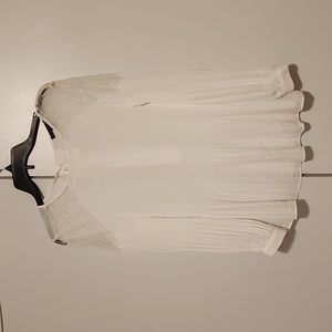 Womens white blouse with lace and accent on a back